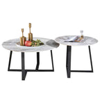 Priya 2-Piece Center Coffee Table Heat Resistant Glossy Ceramic Top