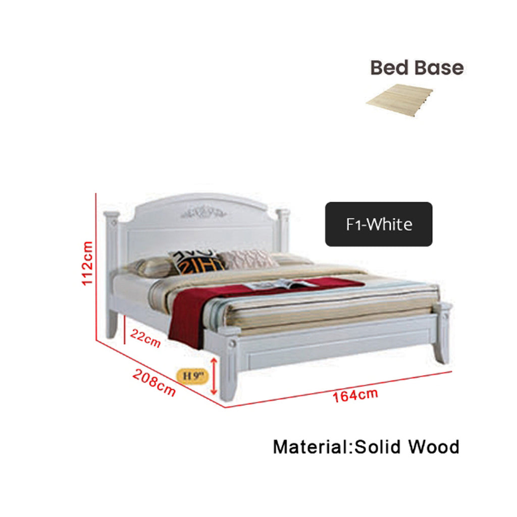 Premium Carlie Series 6 Queen Wooden Bedframe Solid Wood With Plywood Base - w/ Mattress Option