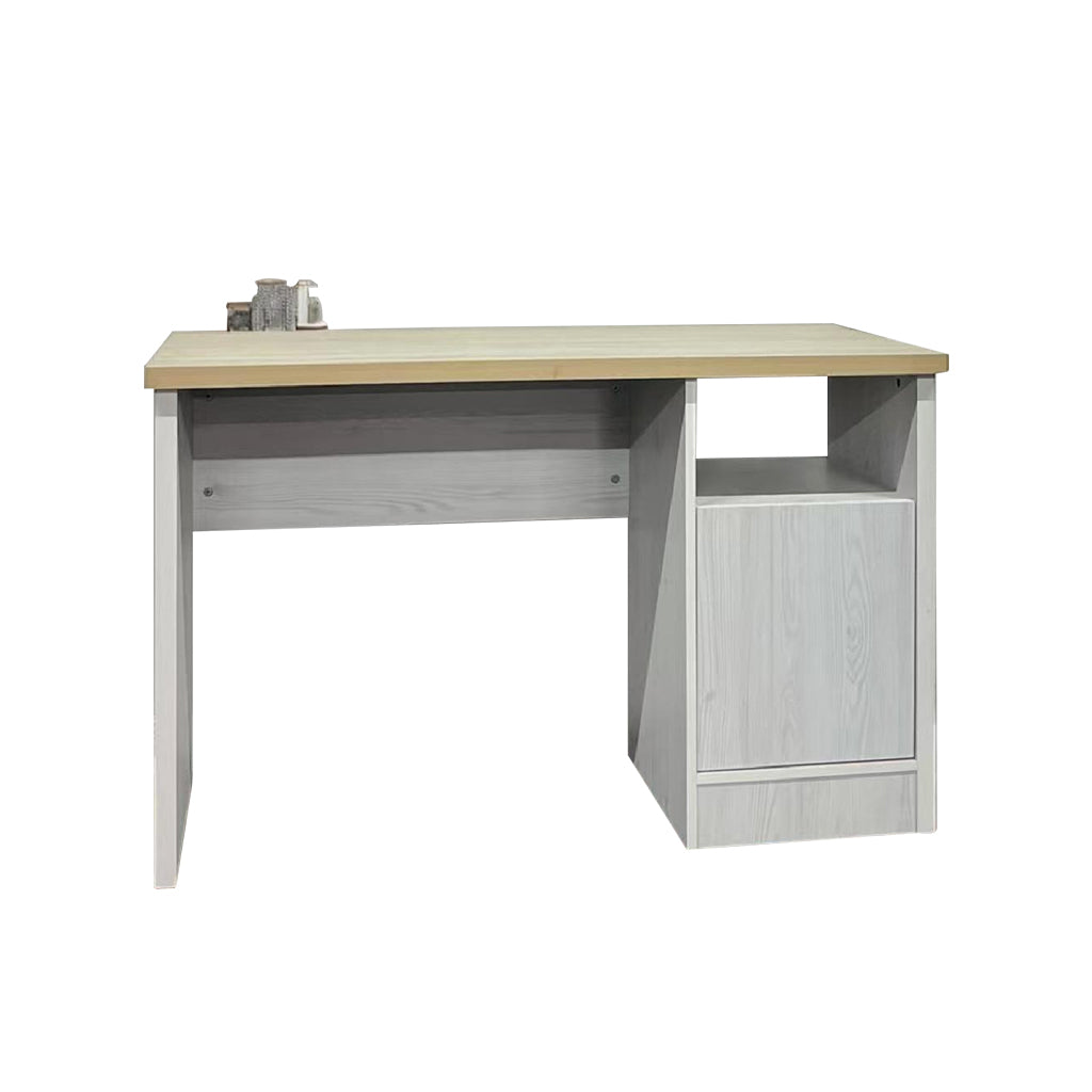 Bramn Study Table Computer Office Table In White with Natural. Fully Assembly