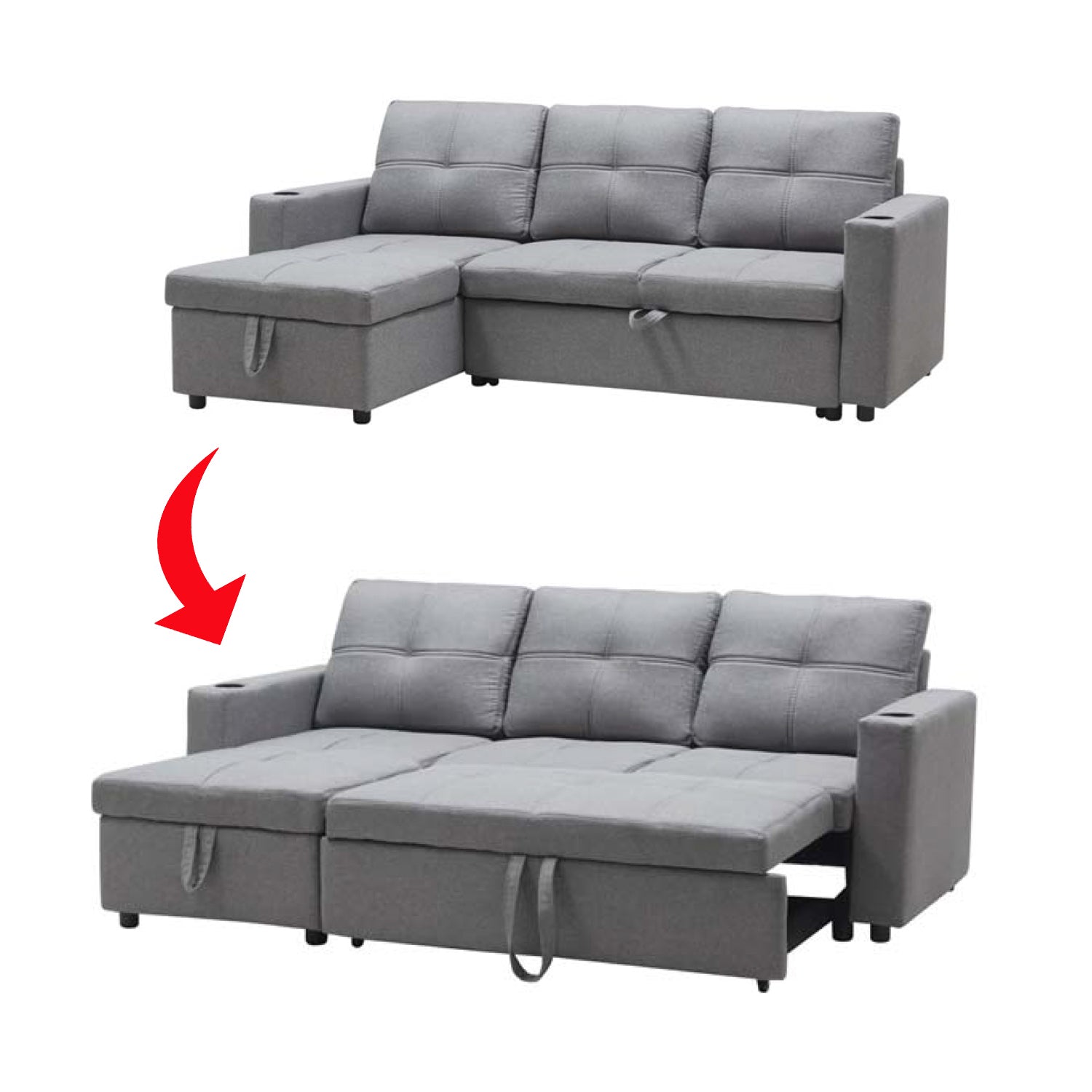 Marjie Series 6 Sleeper Sectional Reversible Sofa w/ Storage Upholstered w/ Pet-Friendly Option