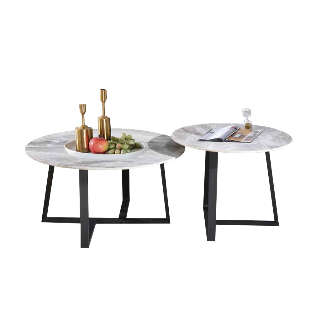 Keana Series 5 Premium Coffee Center Table Steel Metal Leg + Marble Ceramic Top