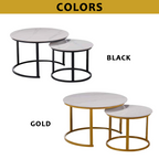 Farra Premium Coffee Center Table Steel Metal Leg + Marble Ceramic Top - 2 Colors