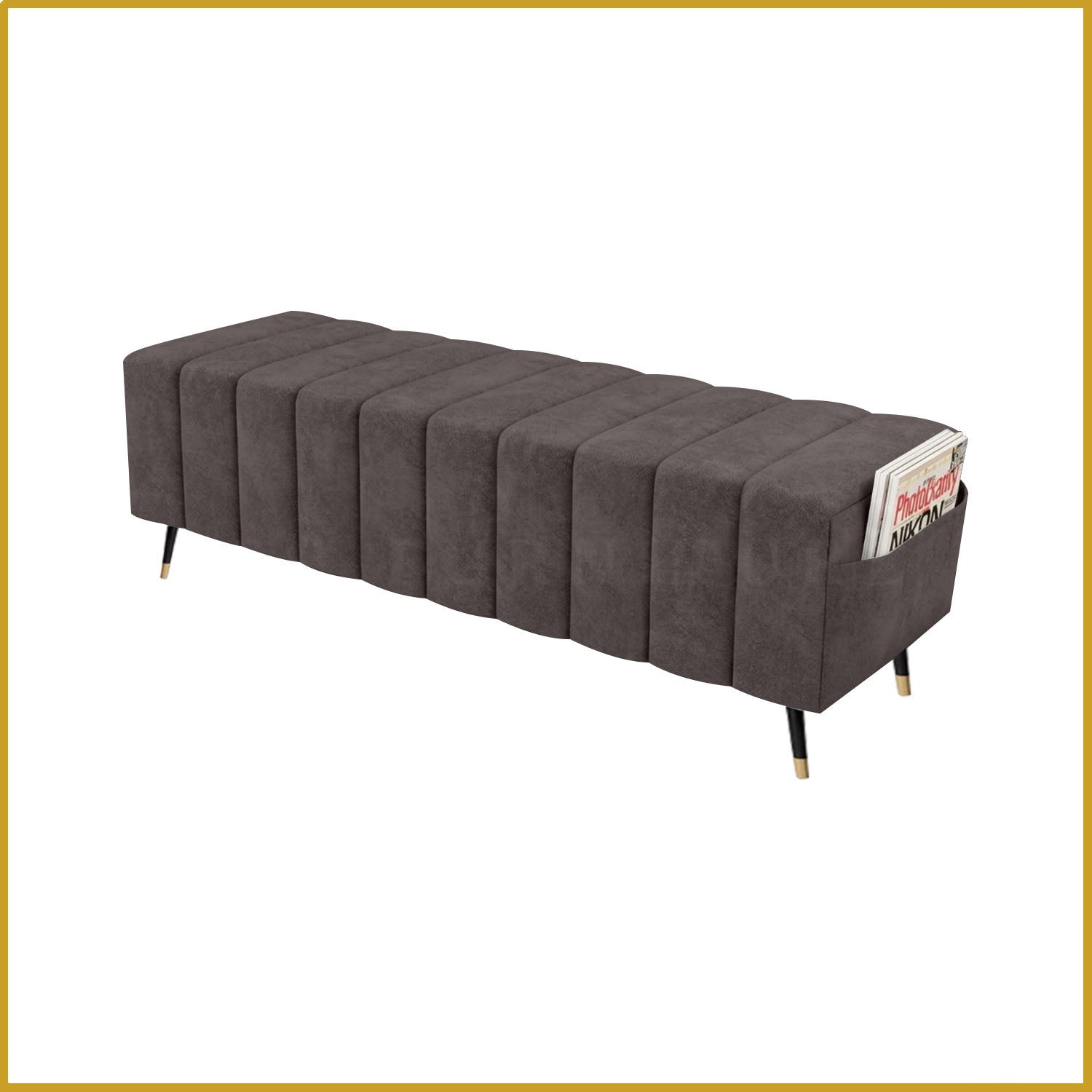 Moon Long Bench Chair High Density with Side Storage - 8 Colours