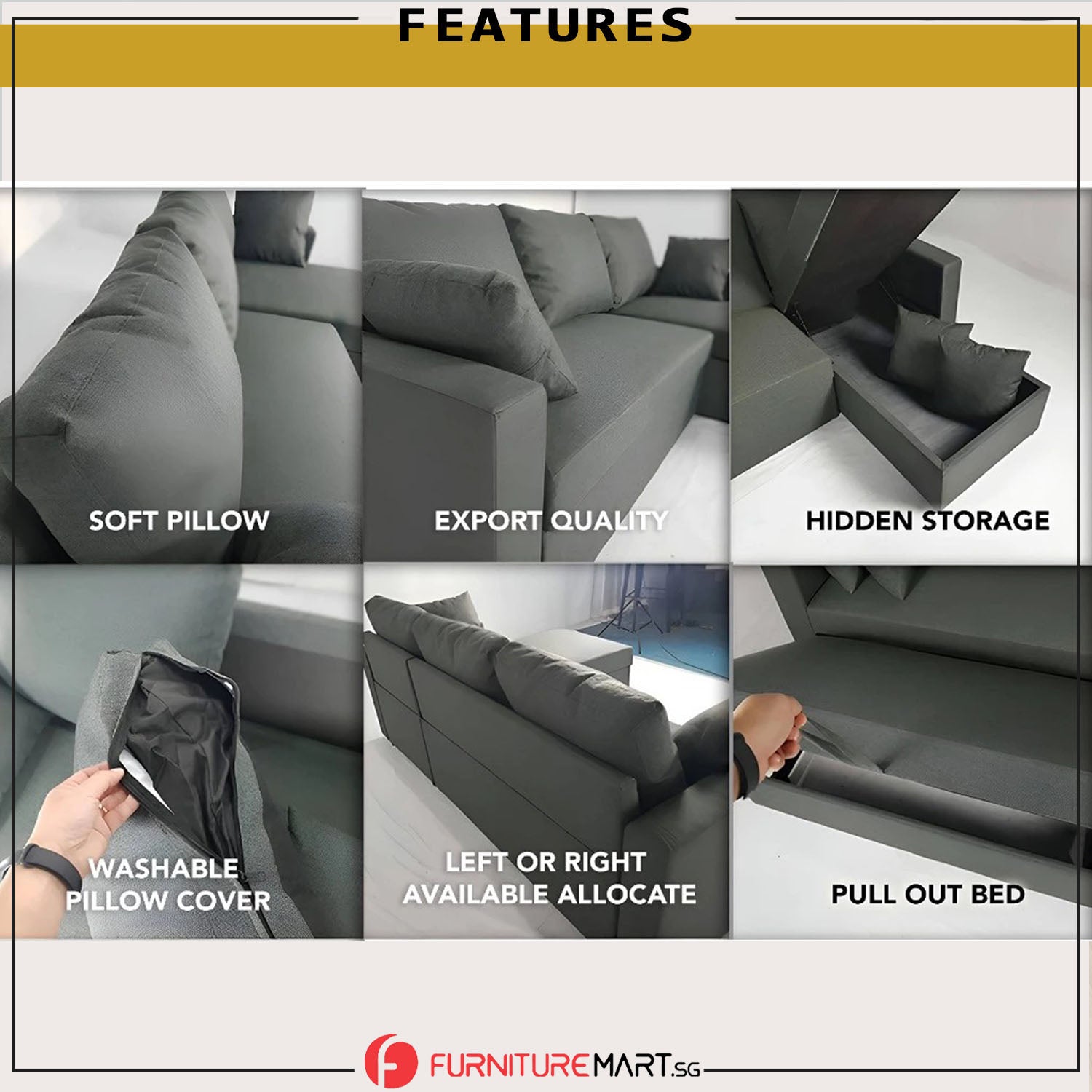 Potter 3-Seater Sofa / Sofa Bed Storage High Density Foam Cushion w/ PetFriendly Options