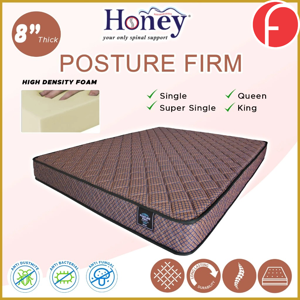 Honey Posture Firm 8" High Density Foam Mattress - All Sizes Available