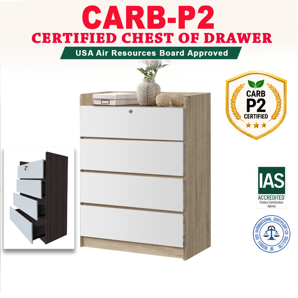 Devin Premium Chest of Drawers CARB-P2 Certified Board Full Laminated Back Panel