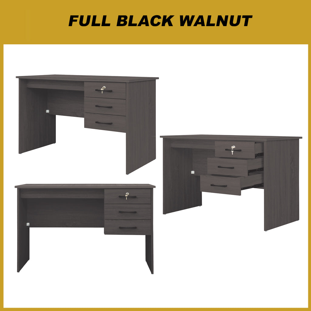 Derek Study Computer Office Table with Drawer w/ Lock in 4 Colours