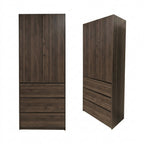 Nolin CARB-P2 Certified Board 2 Door Wardrobe + 3 Layer Drawer Laminated Back Panel