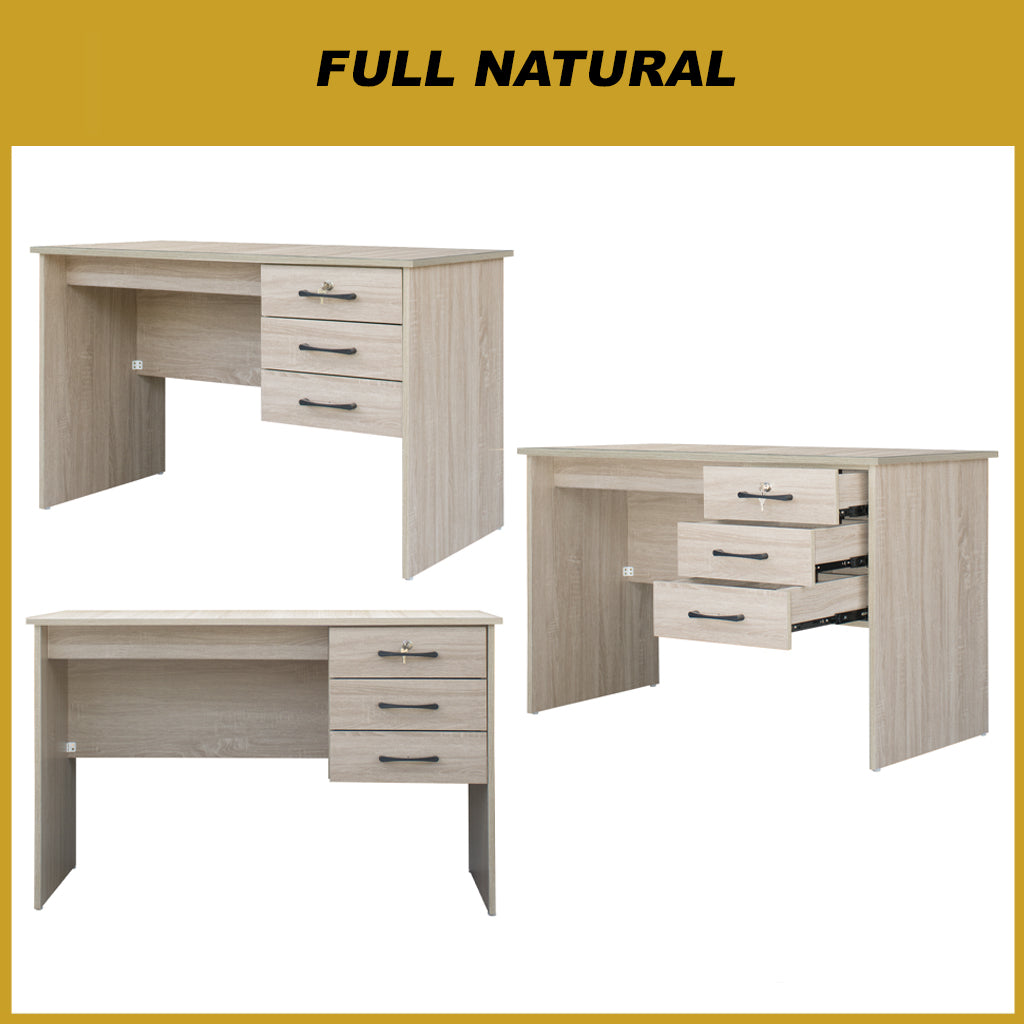 Derek Study Computer Office Table with Drawer w/ Lock in 4 Colours
