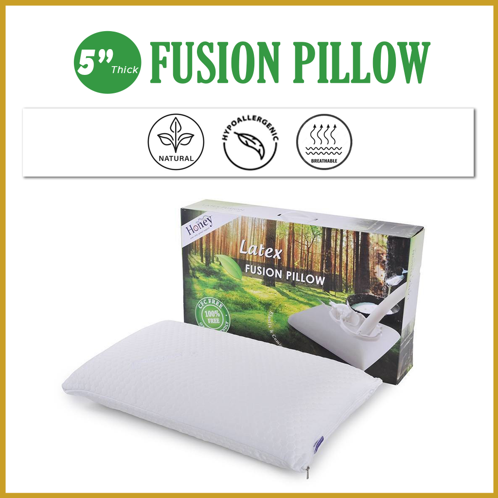 Honey Latex Fusion Pillow 5" Eco Friendly Anti-Bacteria Hypoallergenic