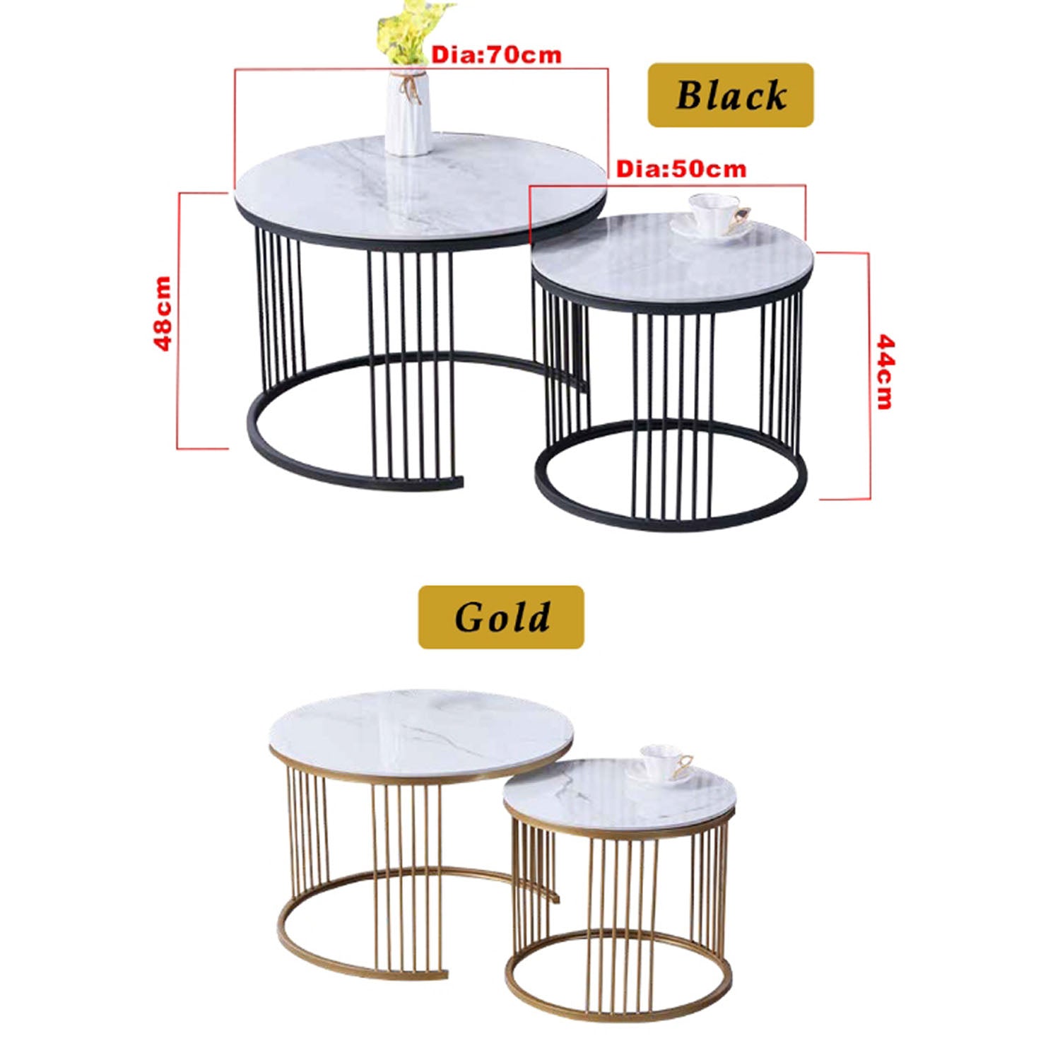 Keana Series 6 Premium Coffee Center Table Steel Metal Leg + Marble Ceramic Top