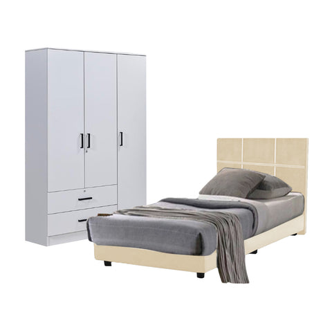 Image of Toluca Bedroom Set Series 4 Includes Wardrobe/Bed Frame/Mattress In Single And Super Single Size.Free Installation