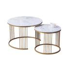 Keana Series 6 Premium Coffee Center Table Steel Metal Leg + Marble Ceramic Top