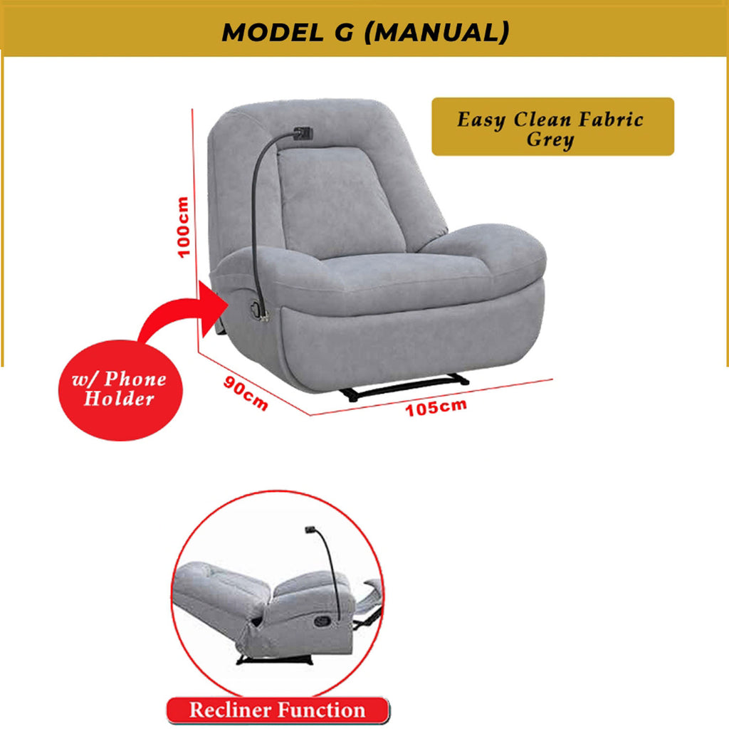 Scarlet Model G Premium Single Sofa Manual Recliner