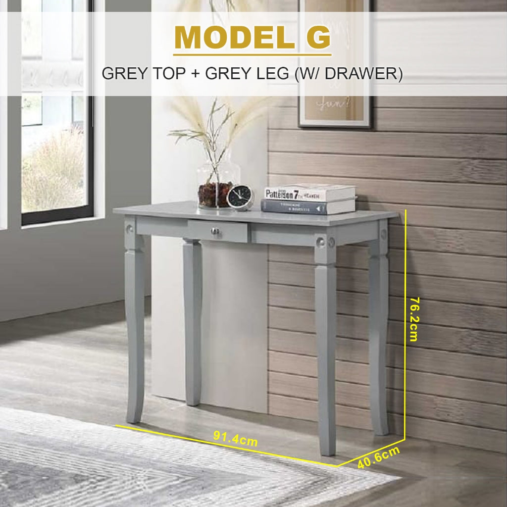 KRITY Series G Console Grey Table Top With Drawer Side Display Table in Grey Leg