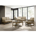 Frida Series 1,2,3 Seater Sofa Set Solid Wood Living Room Furnitures in Light Brown