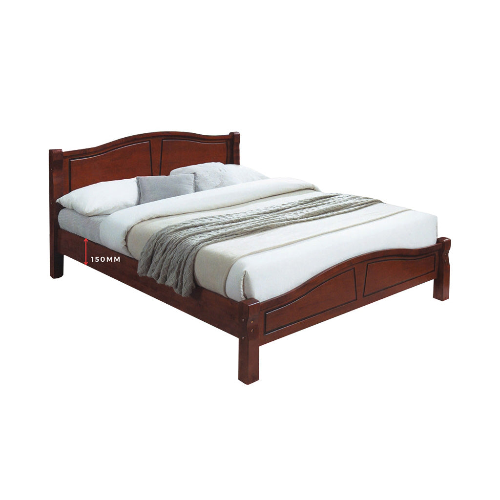 Premium Carlie Series 7 Queen Wooden Bedframe Solid Wood With Plywood Base - w/ Mattress Option