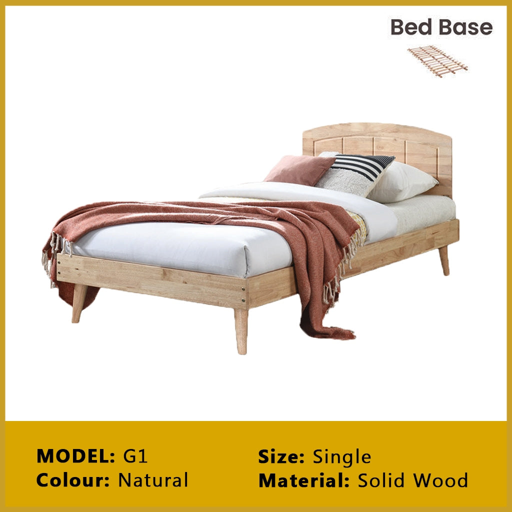 Riese Single Pull-Out Bedframe MDF+Veneer Wood Slatted Base