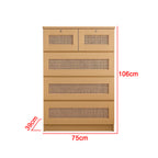 Chura Chest of 5 Drawers Laminated Board Natural Colour Rattan Design