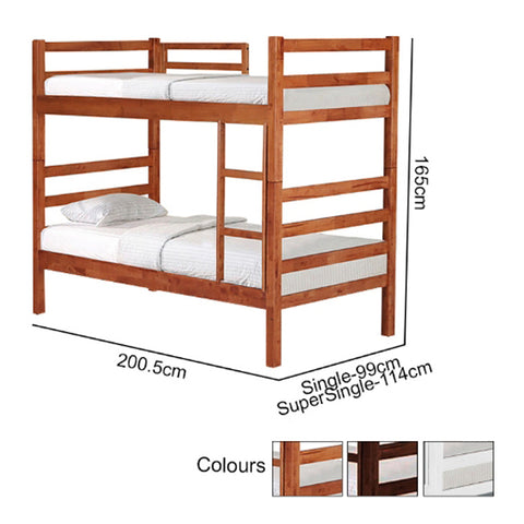 Image of Stella Series5 Solid Rubber Wood Bunk Bed with Pull-Out Add On Option Single/SuperSingle Size