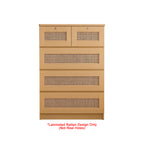 Chura Chest of 5 Drawers Laminated Board Natural Colour Rattan Design