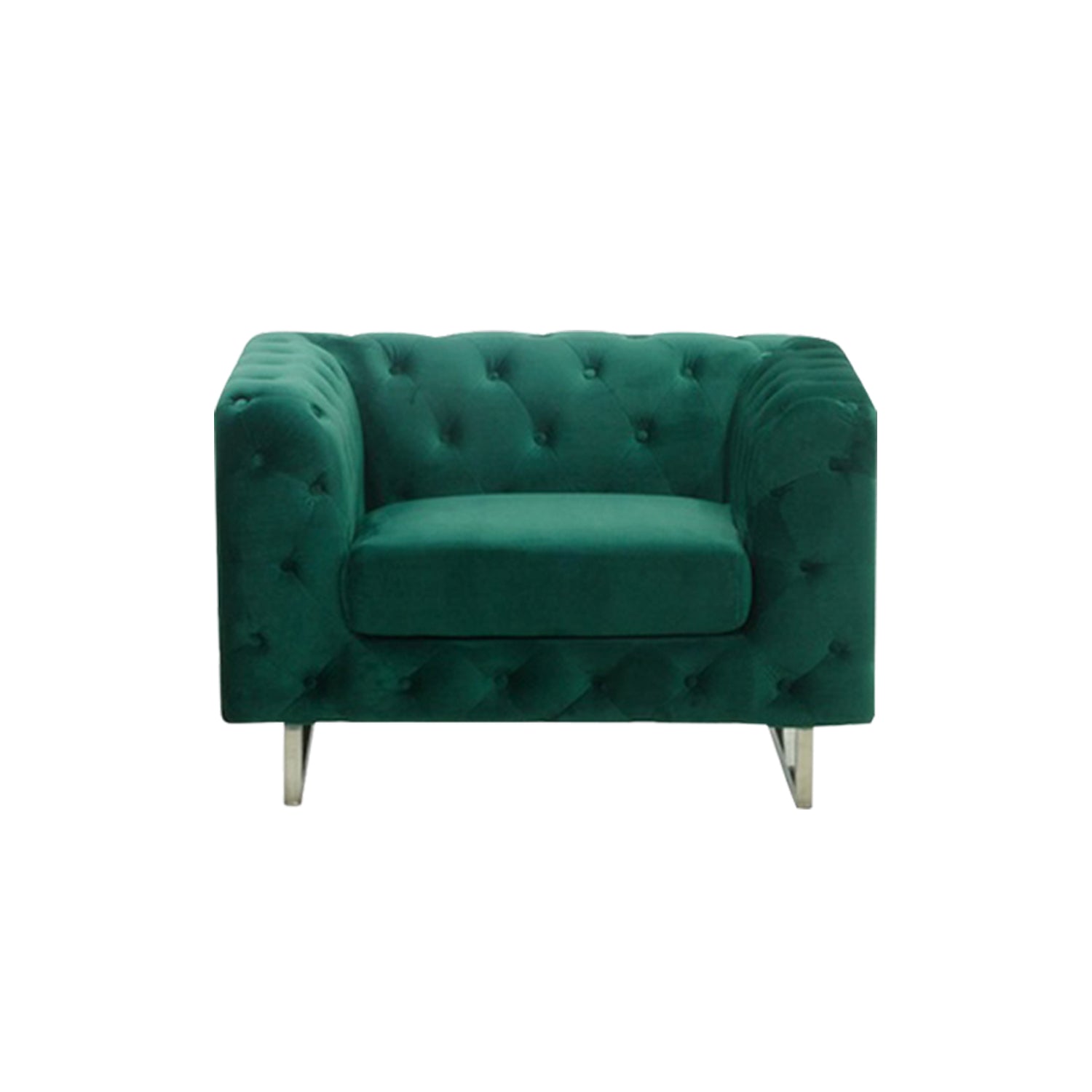 Nottingham Chesterfield 1 Seater Sofa In Green Velvet