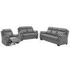 Janie Single Recliner with 2+3-Seater Sofa Set PU Leather in Grey Colour