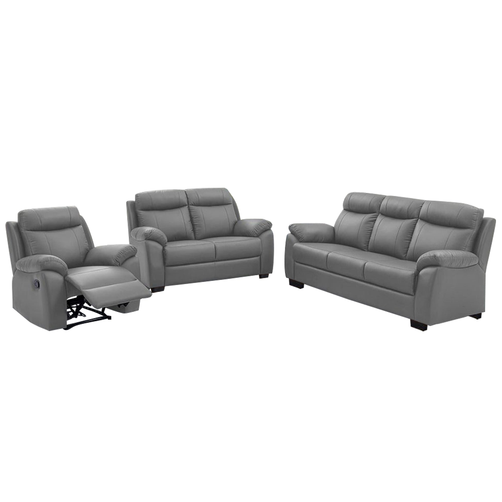 Janie Single Recliner with 2+3-Seater Sofa Set PU Leather in Grey Colour