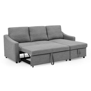 Luthor Left-Right Reversible Sleeper Corner Sofa in Fabric Grey & Charcoal