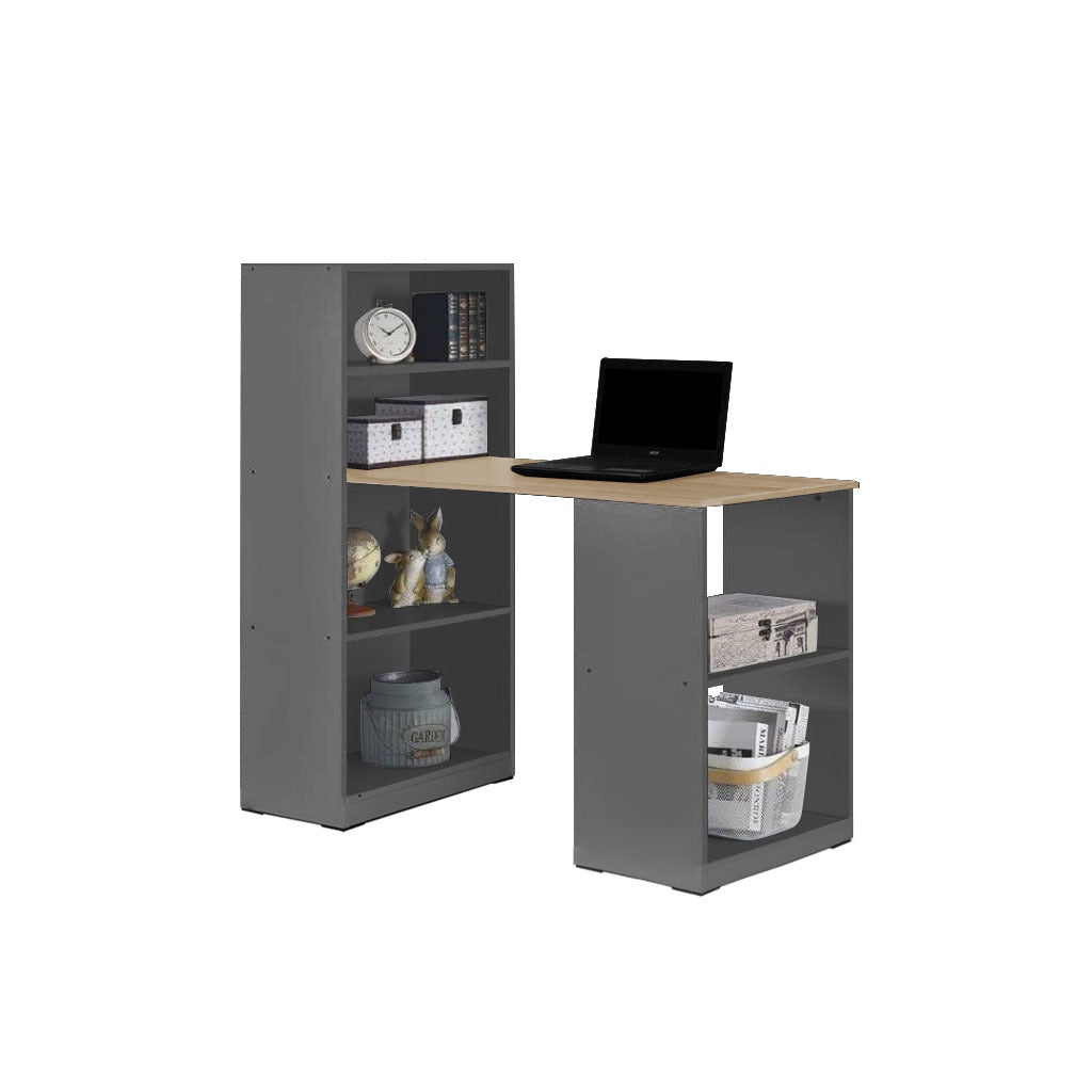 Elias Study Computer Office Table with Shelves Cabinet in 4 Colours