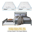 Vinna Pull-Out Bed Single/Super Single Solid Rubberwood Bed Frame w/ Mattress Option