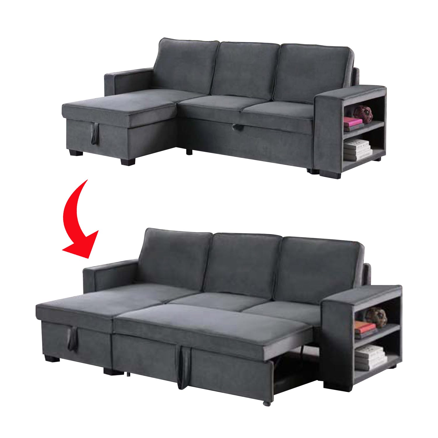 Marjie Series 7 Sleeper Sectional Reversible Sofa w/ Storage Upholstered w/ Pet-Friendly Option