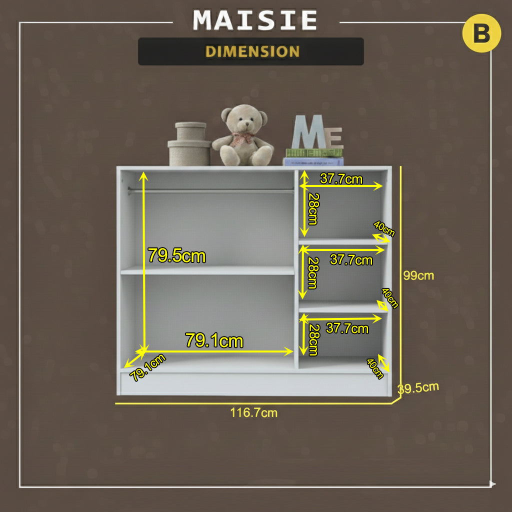 Maisie 3-Door Wardrobe Multi-Purpose Cabinets in 6 Colours