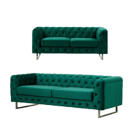 Image of Nottingham Chesterfield 1/2/3 Seater Velvet Fabric Sofa In 3 Colours