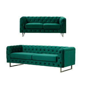 Nottingham Chesterfield 1/2/3 Seater Velvet Fabric Sofa In 3 Colours