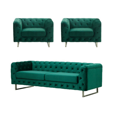 Image of Nottingham Chesterfield 1/2/3 Seater Velvet Fabric Sofa In 3 Colours