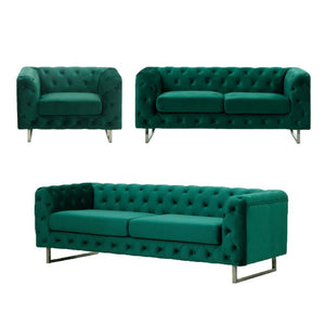 Nottingham Chesterfield 1/2/3 Seater Velvet Fabric Sofa In 3 Colours