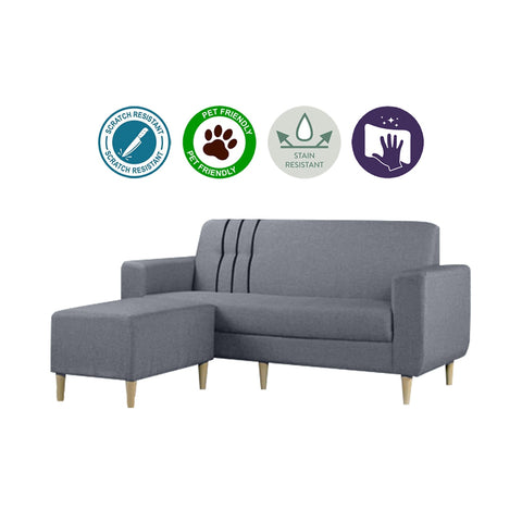 Image of Nican 3-Seater Sofa with Chaise in Pet Friendly Fabric Colours