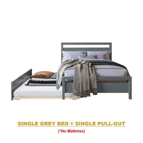 Image of Finna Solid Rubberwood Bed Frame Single, Super Single, Queen w/ Pull-Out Option