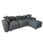 Momo Modular Sofa Pet-Friendly Scratch Resistant Leather Look Tec Fabric in Ivory or Grey