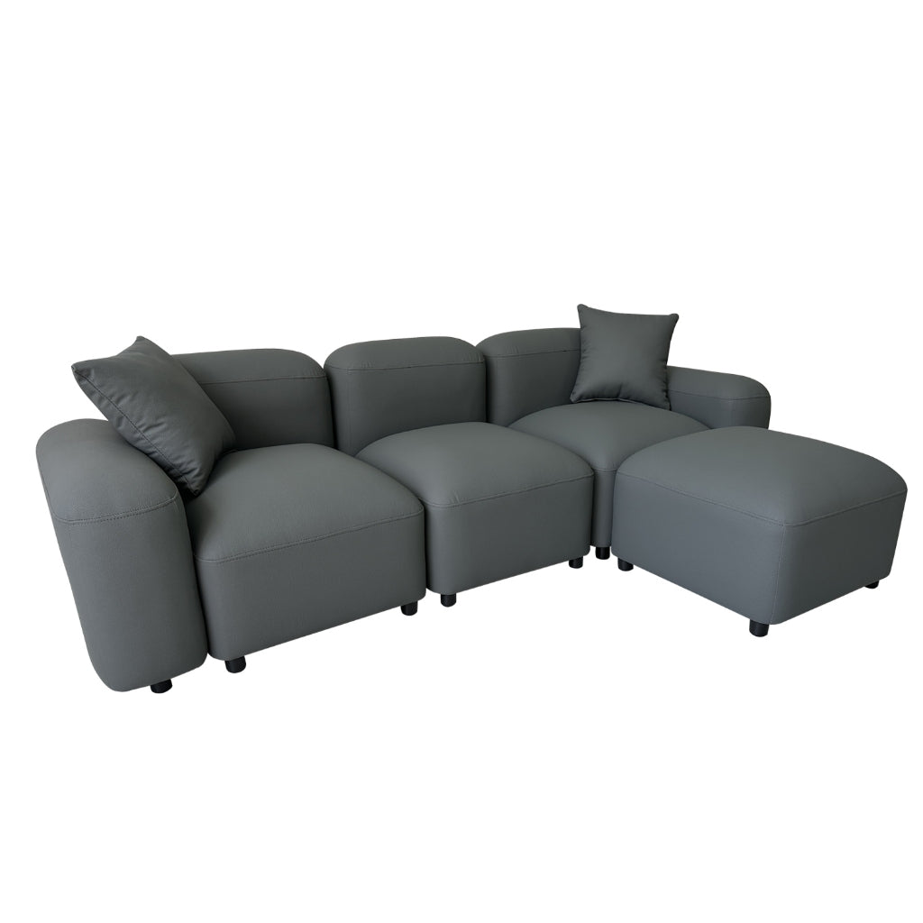 Momo Modular Sofa Pet-Friendly Scratch Resistant Leather Look Tec Fabric in Ivory or Grey