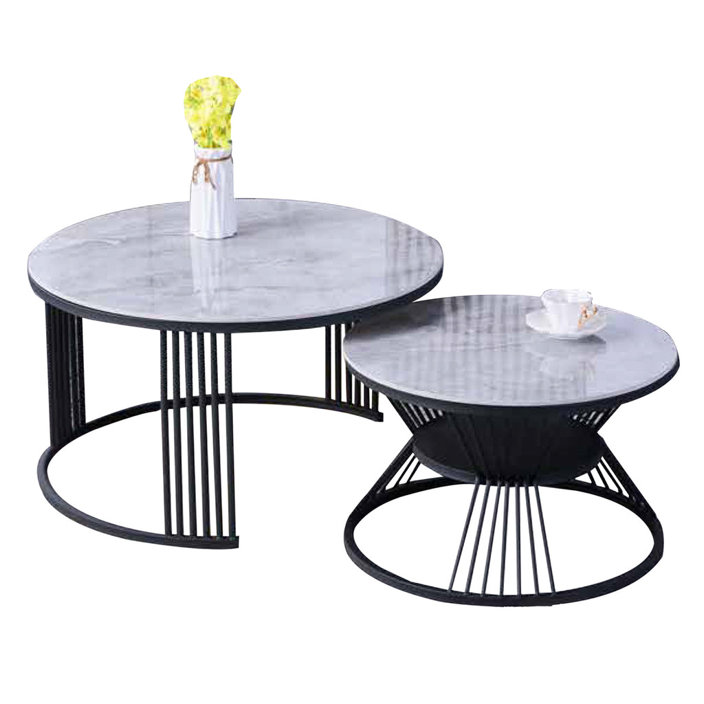 Rylee 2-Piece Center Coffee Table Heat Resistant Glossy Ceramic Top