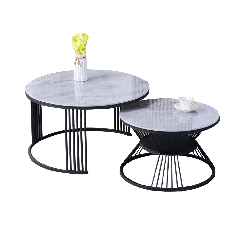 Keana Series 7 Premium Coffee Center Table Steel Metal Leg + Marble Ceramic Top