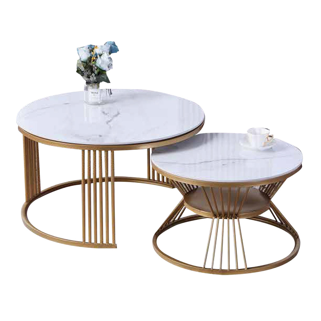 Rylee 2-Piece Center Coffee Table Heat Resistant Glossy Ceramic Top