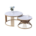 Keana Series 7 Premium Coffee Center Table Steel Metal Leg + Marble Ceramic Top