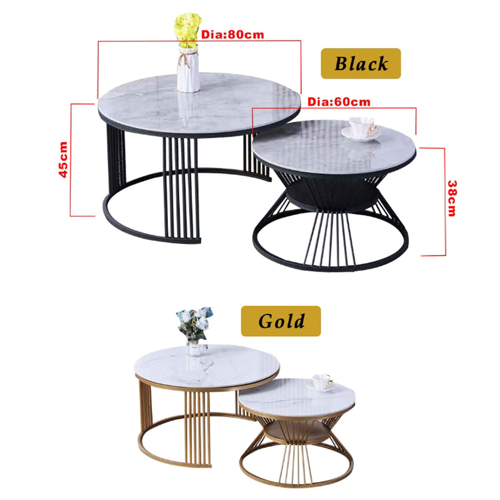 Keana Series 7 Premium Coffee Center Table Steel Metal Leg + Marble Ceramic Top