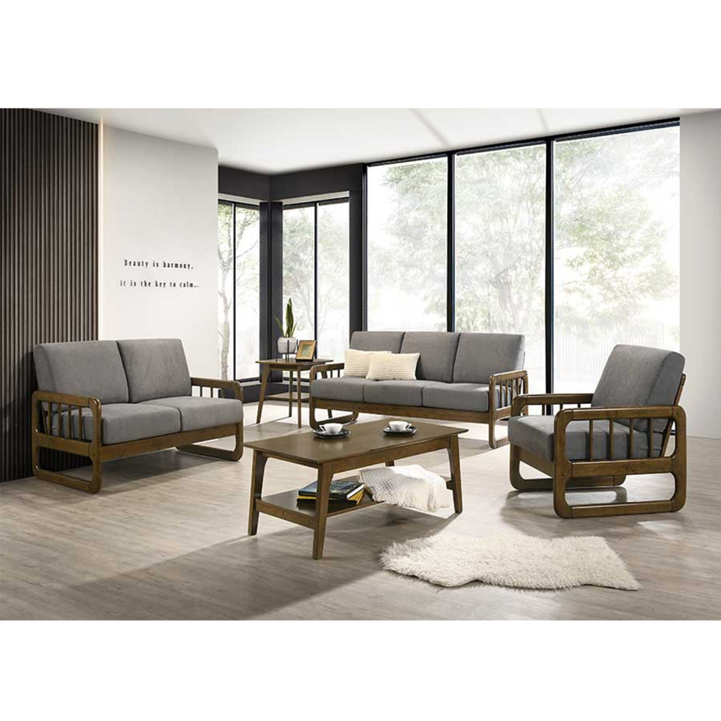 Frida Series 1,2,3 Seater Sofa Set Solid Wood Living Room Furnitures in Grey