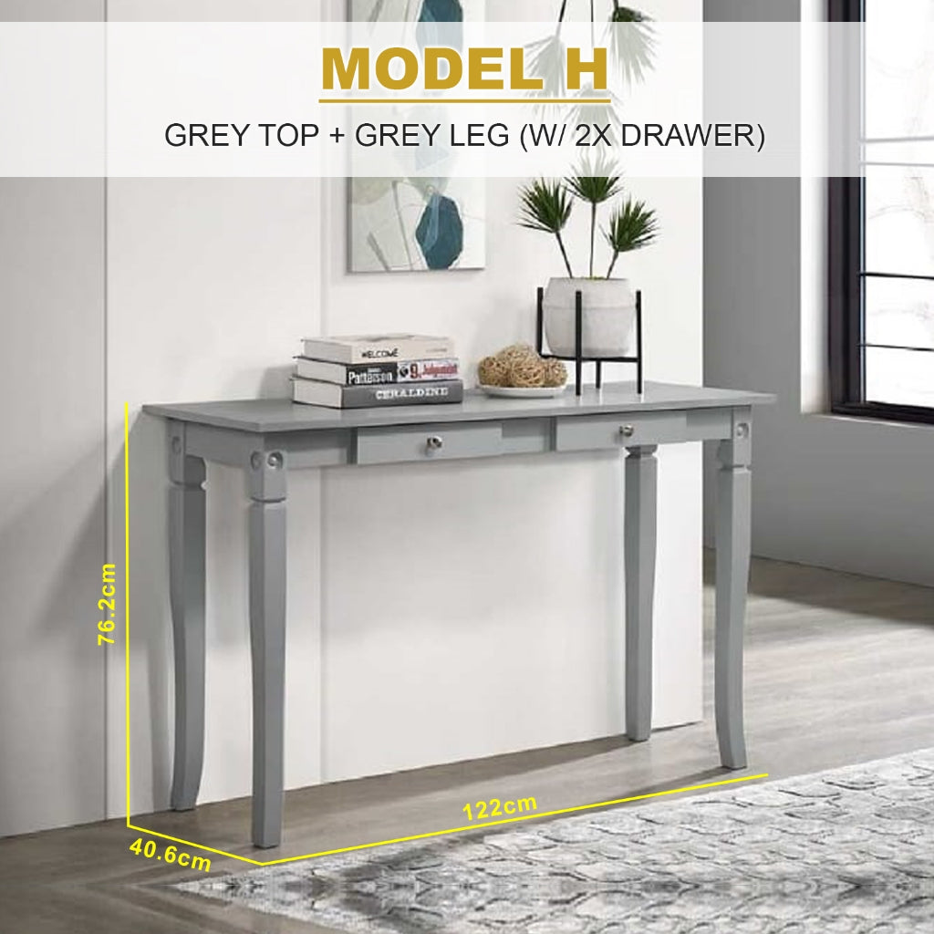 KRITY Series H Console Grey Table Top With 2x Drawer Side Display Table in Grey Leg