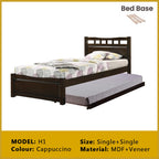 Riese Single Pull-Out Bedframe MDF+Veneer Wood Slatted Base