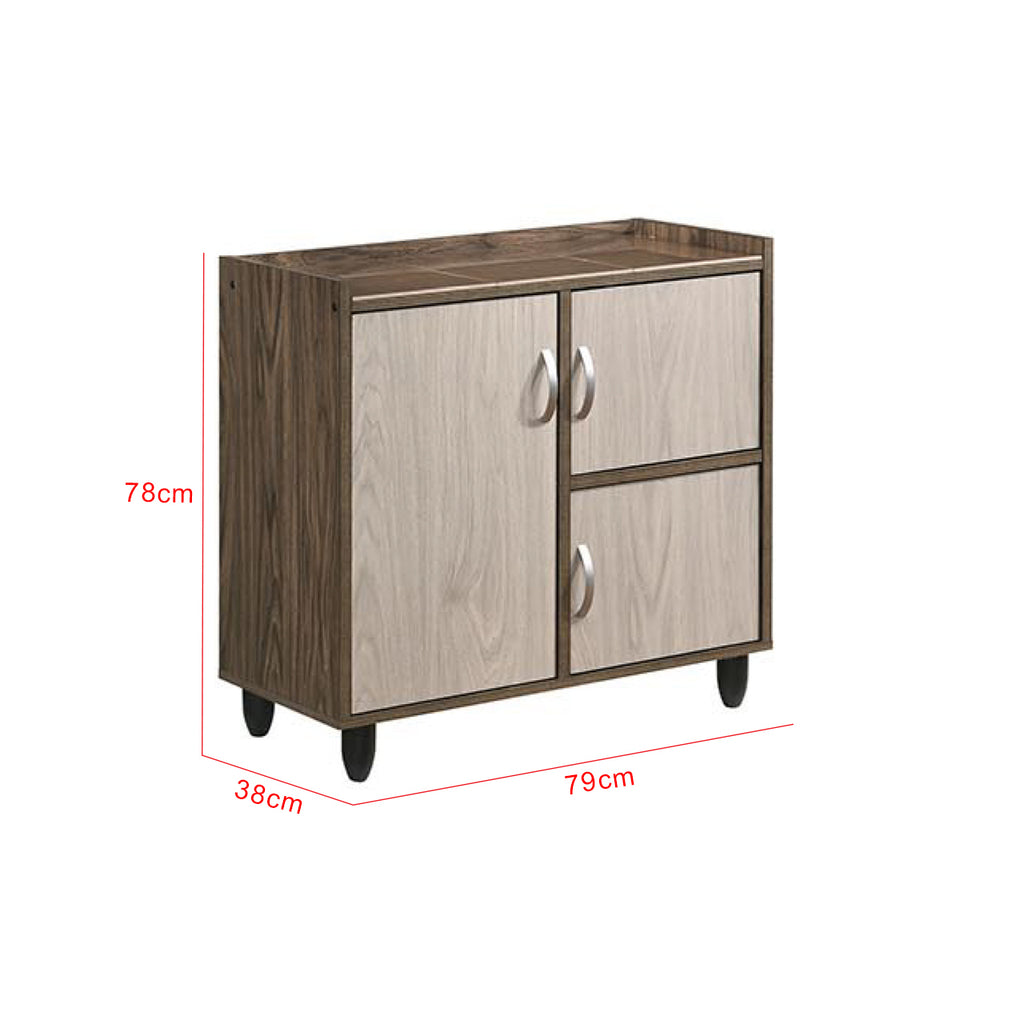 Lulu Series 8 Low Kitchen Cabinet in Walnut + Natural